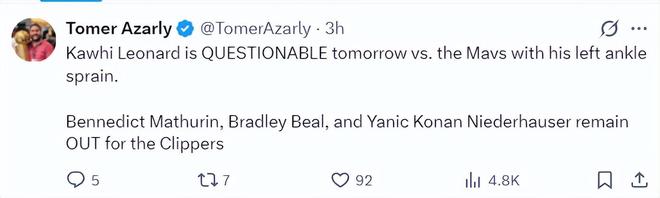 快船四连败陷伤病潮 鹈鹕双杀暴露阵容隐患